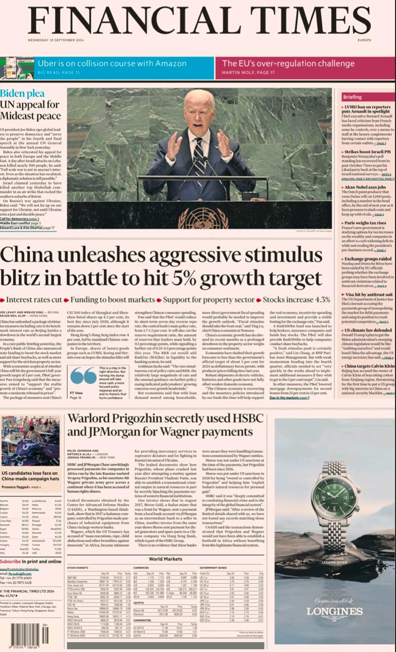 【报纸】金融时报 Financial Times-25.09.2024 PDF