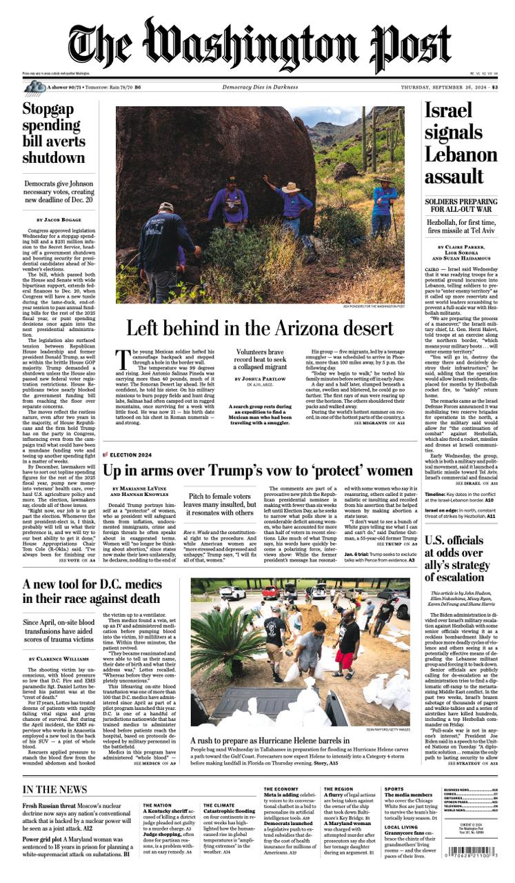 【报纸】华盛顿邮报 The Washington Post-26.09.2024 PDF