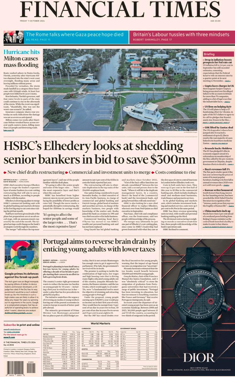 【报纸】金融时报 Financial Times-11.10.2024 PDF