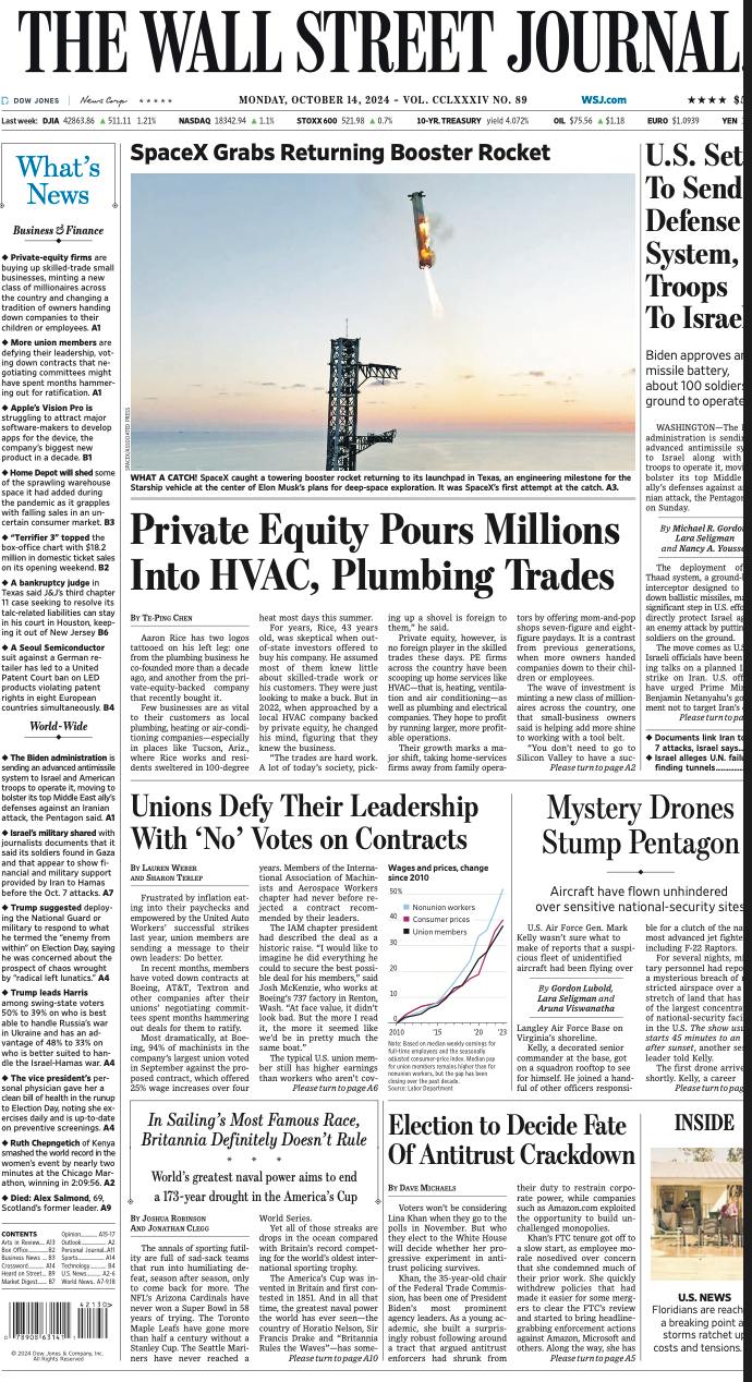 【报纸】华尔街日报 The Wall Street Journal-14.10.2024 PDF