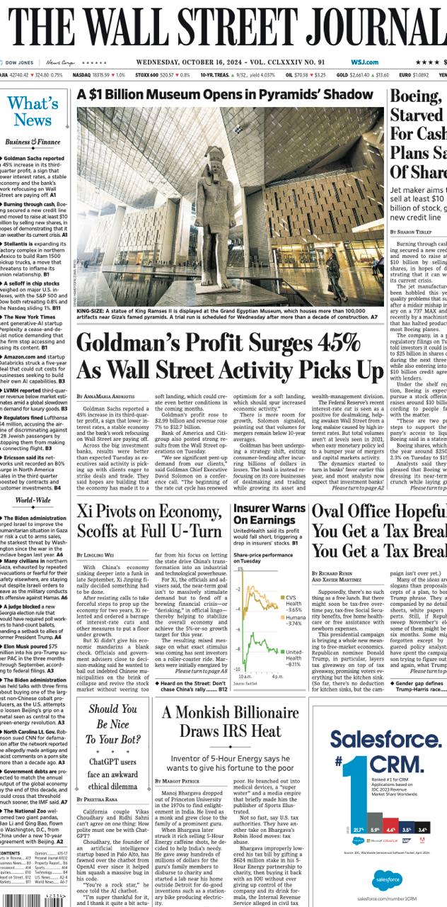 【报纸】华尔街日报 The Wall Street Journal-16.10.2024 PDF