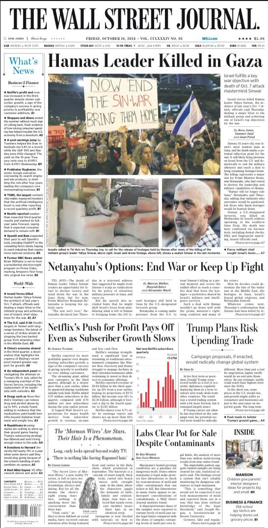 【报纸】华尔街日报 The Wall Street Journal-18.10.2024 PDF